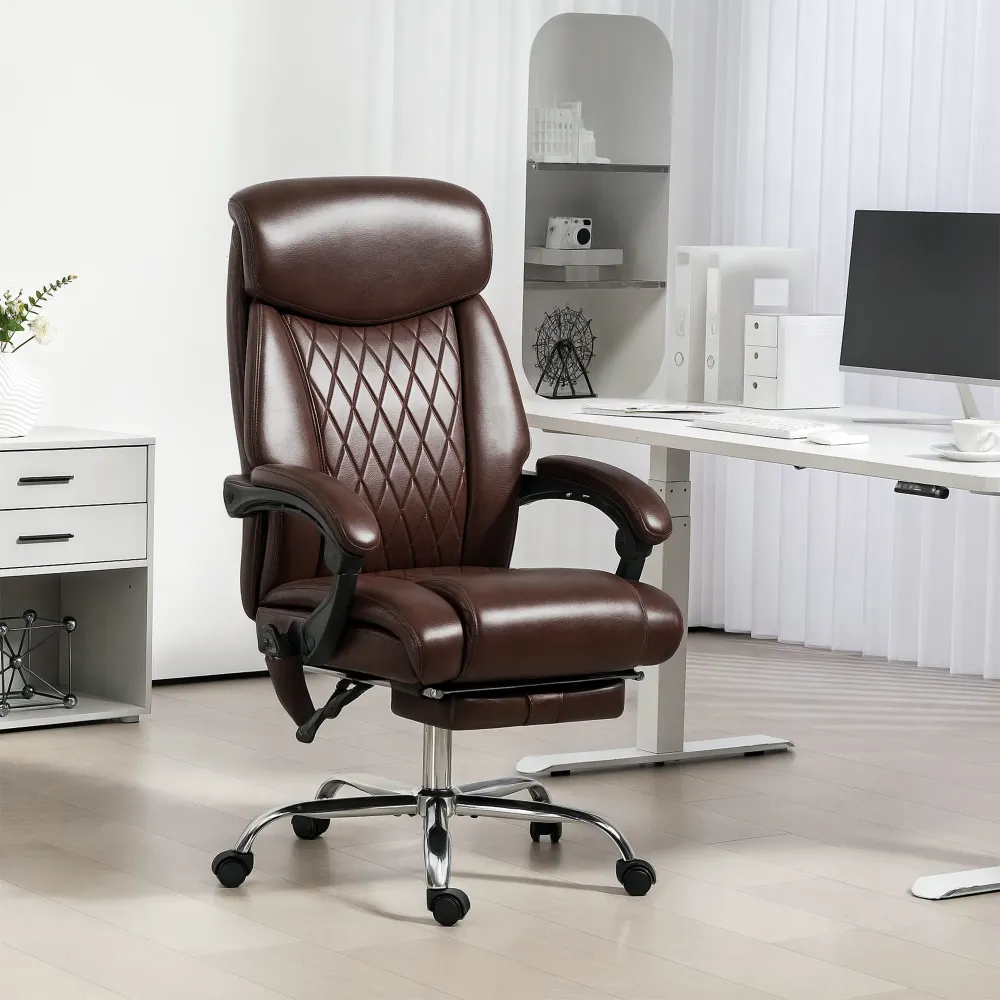 Fauteuil de bureau massant à 6 points avec télécommande, marron foncé Aosom
