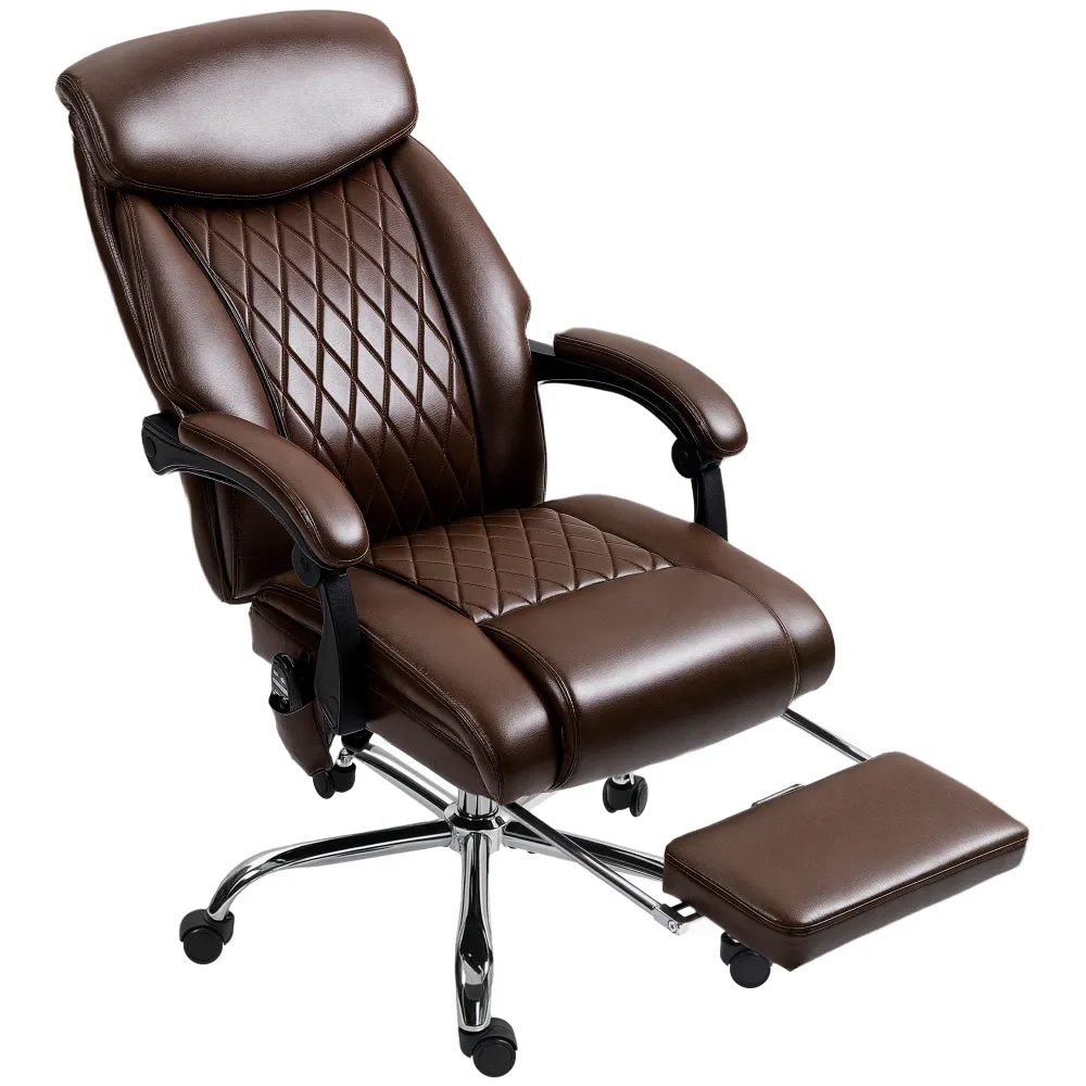 Fauteuil de bureau massant à 6 points avec télécommande, marron foncé Aosom