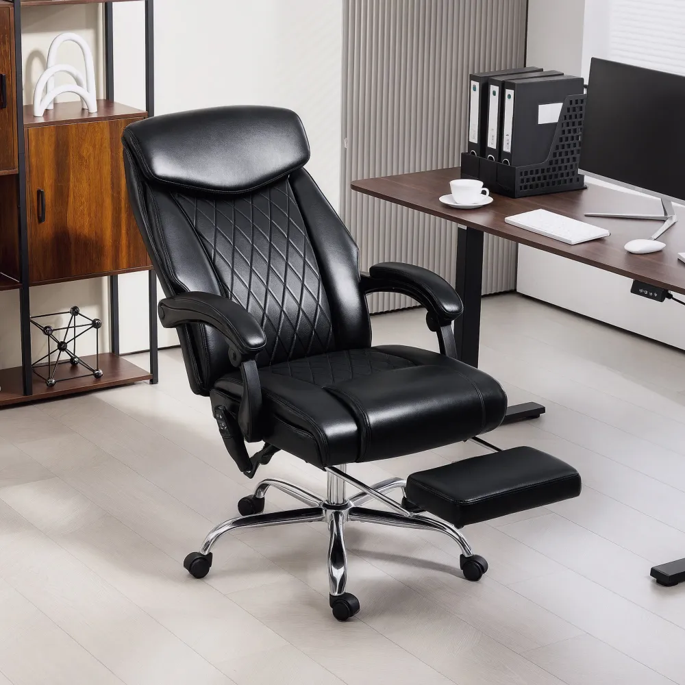 Fauteuil de bureau massant à 6 points avec télécommande, noir Aosom