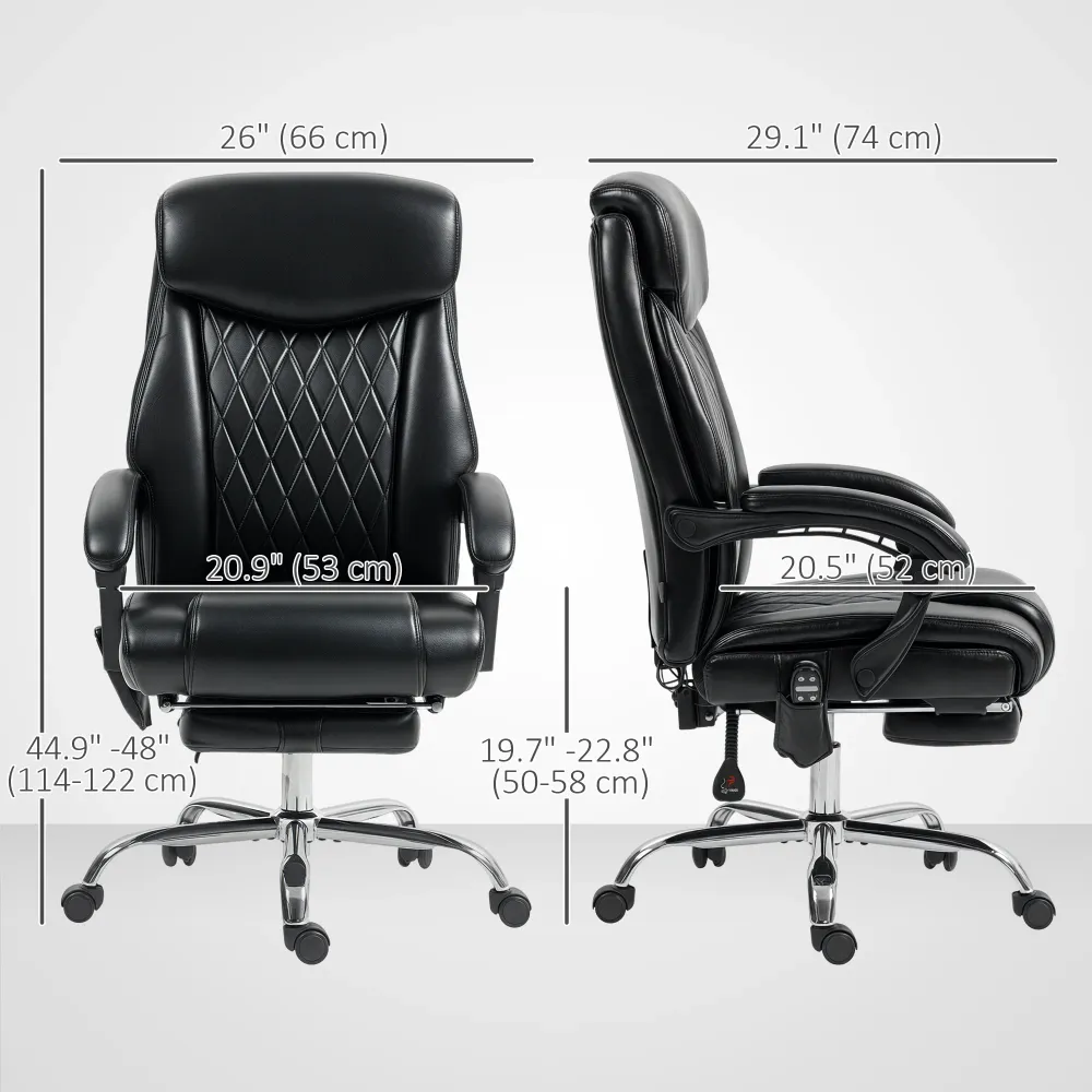 Fauteuil de bureau massant à 6 points avec télécommande, noir Aosom