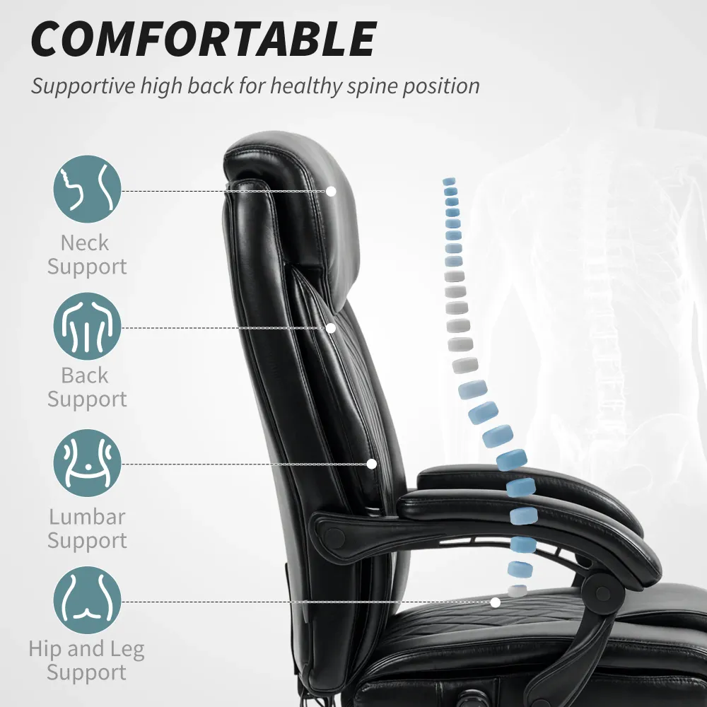 Fauteuil de bureau massant à 6 points avec télécommande, noir Aosom