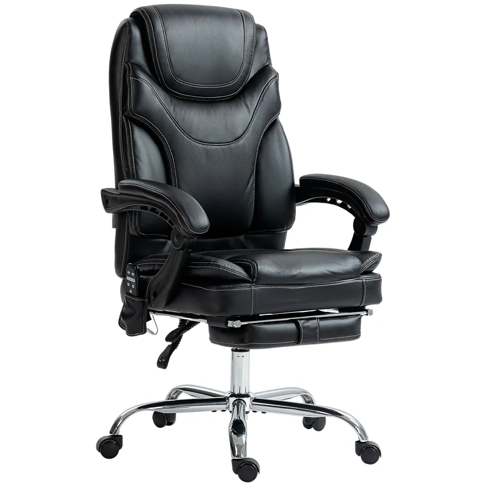 Fauteuil de bureau massant à 6 points de vibration avec repose-pieds, noir Aosom