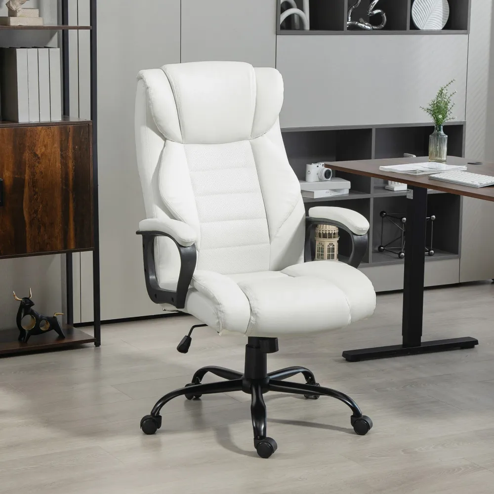 Fauteuil de bureau massant, vibration à 6 points, hauteur réglable, blanc Aosom