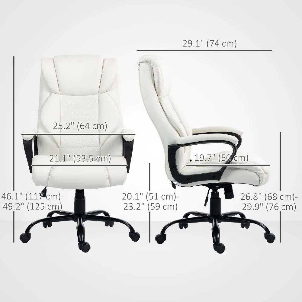 Fauteuil de bureau massant, vibration à 6 points, hauteur réglable, blanc Aosom