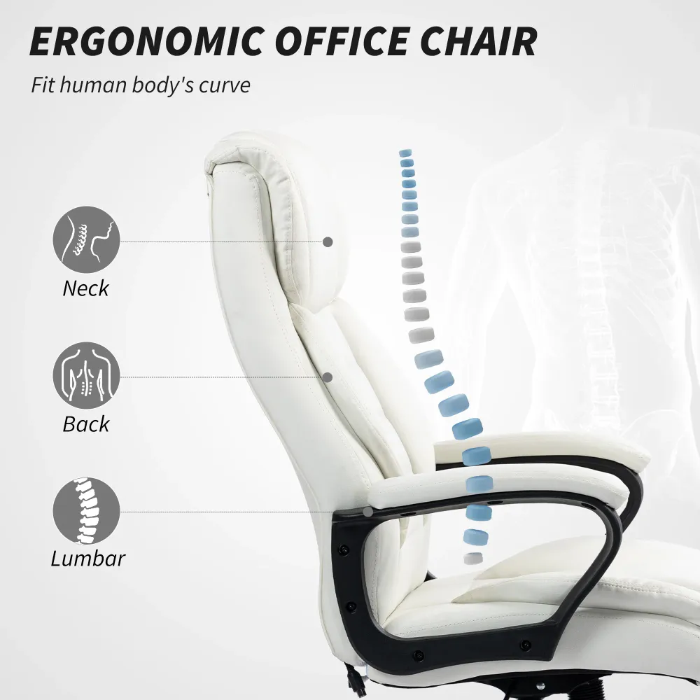 Fauteuil de bureau massant, vibration à 6 points, hauteur réglable, blanc Aosom