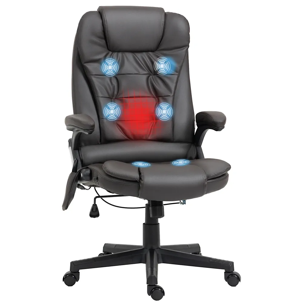 Fauteuil de bureau masseur et chauffant en similicuir Aosom