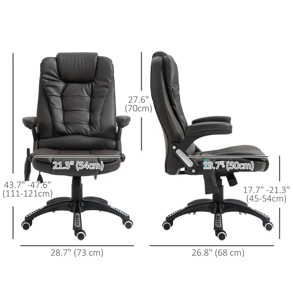 Fauteuil de bureau masseur et chauffant en similicuir Aosom