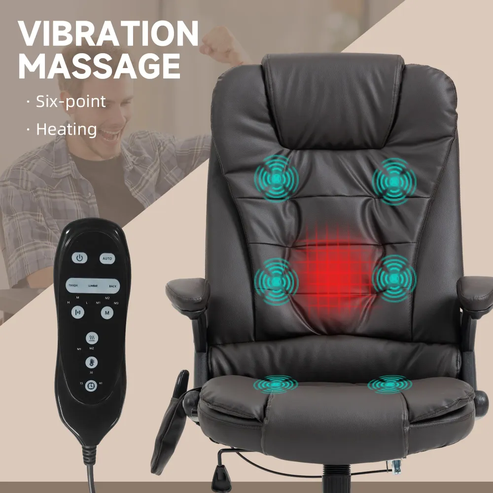 Fauteuil de bureau masseur et chauffant en similicuir Aosom