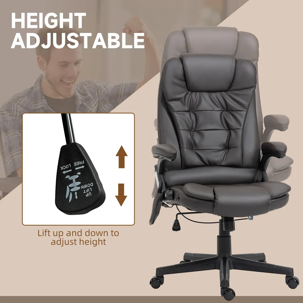 Fauteuil de bureau masseur et chauffant en similicuir Aosom