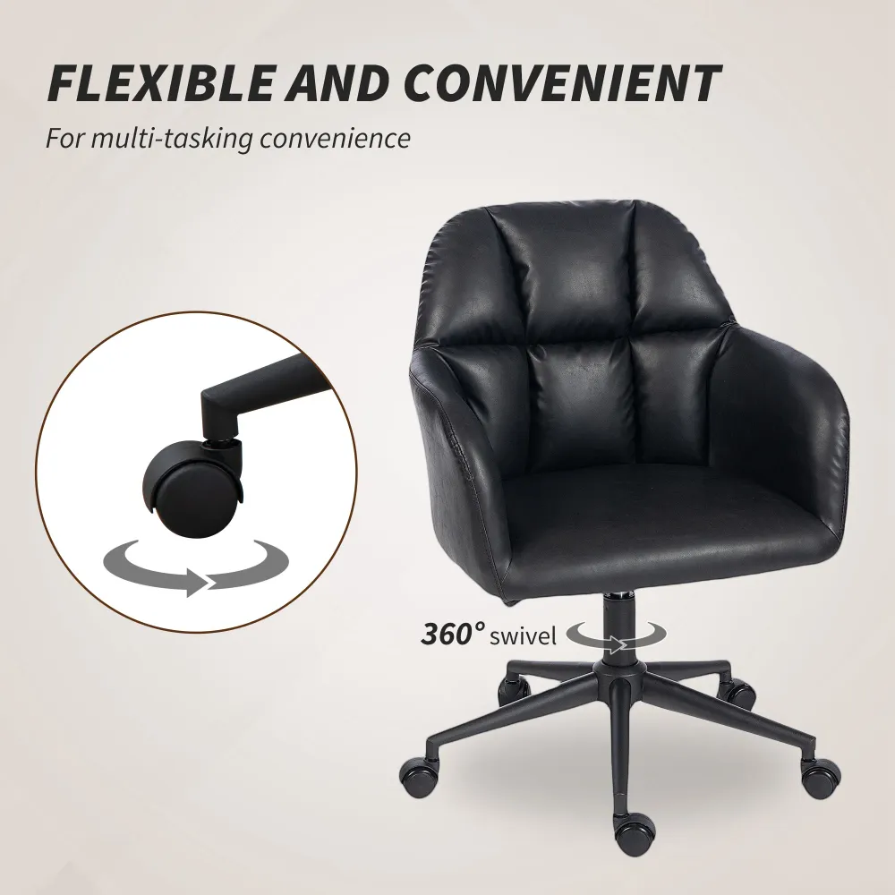 Fauteuil de bureau pivotant en similicuir à hauteur réglable, noir Aosom