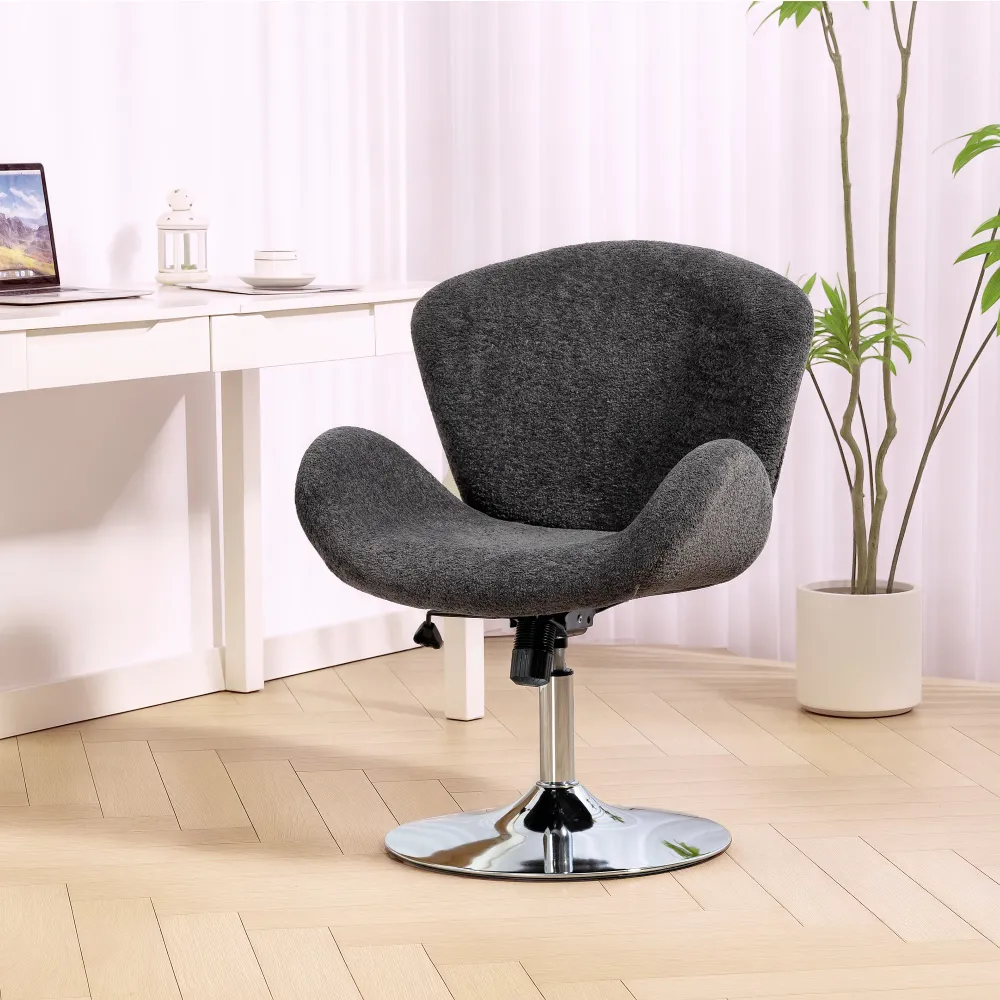 Fauteuil de bureau pivotant en velours avec assise large, gris foncé. Aosom