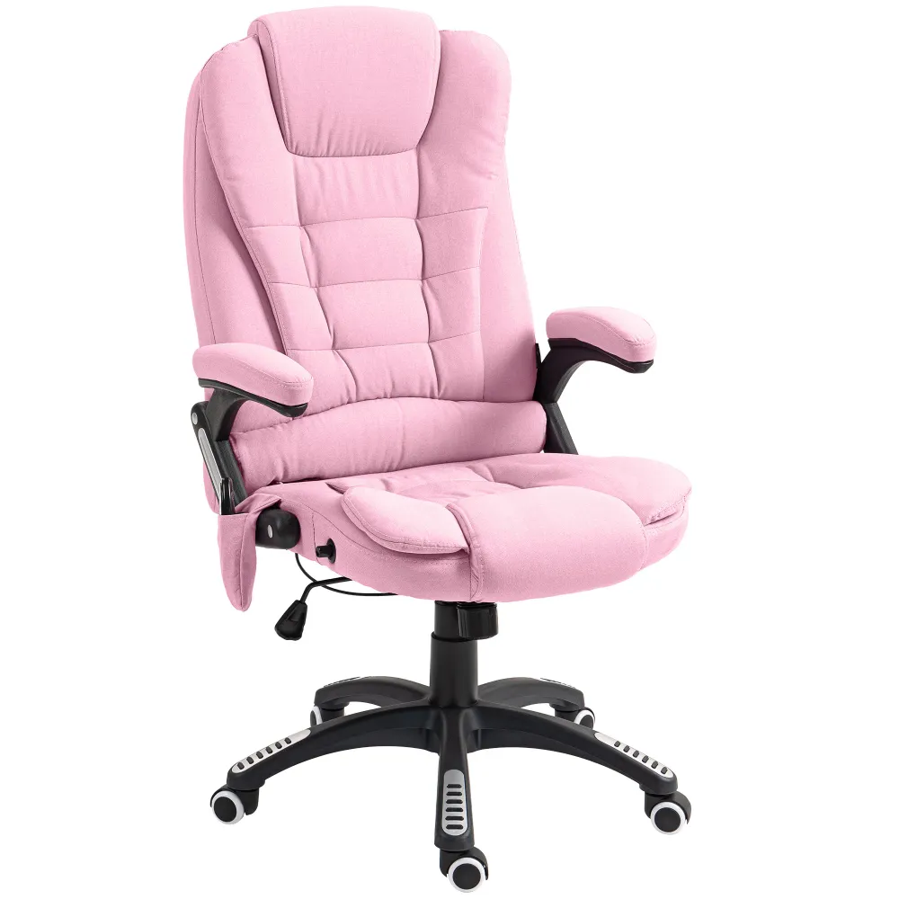 Fauteuil de bureau à 6 points de massage vibrant, rose Aosom