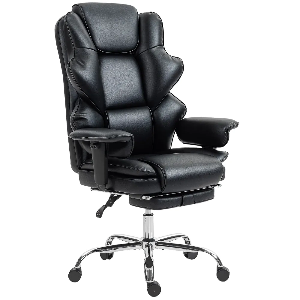 Fauteuil de bureau rembourré de mousse à ressorts en cuir PU Aosom