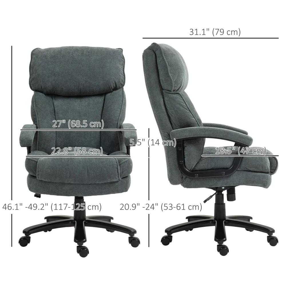 Fauteuil de bureau robuste, gris Aosom