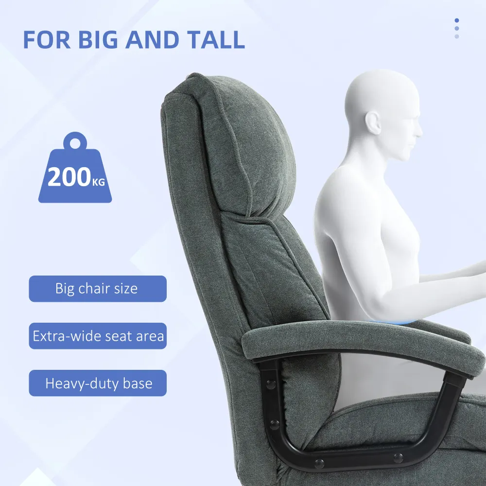 Fauteuil de bureau robuste, gris Aosom