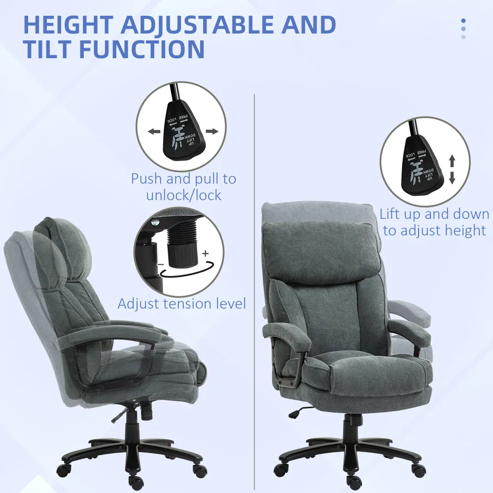 Fauteuil de bureau robuste, gris Aosom