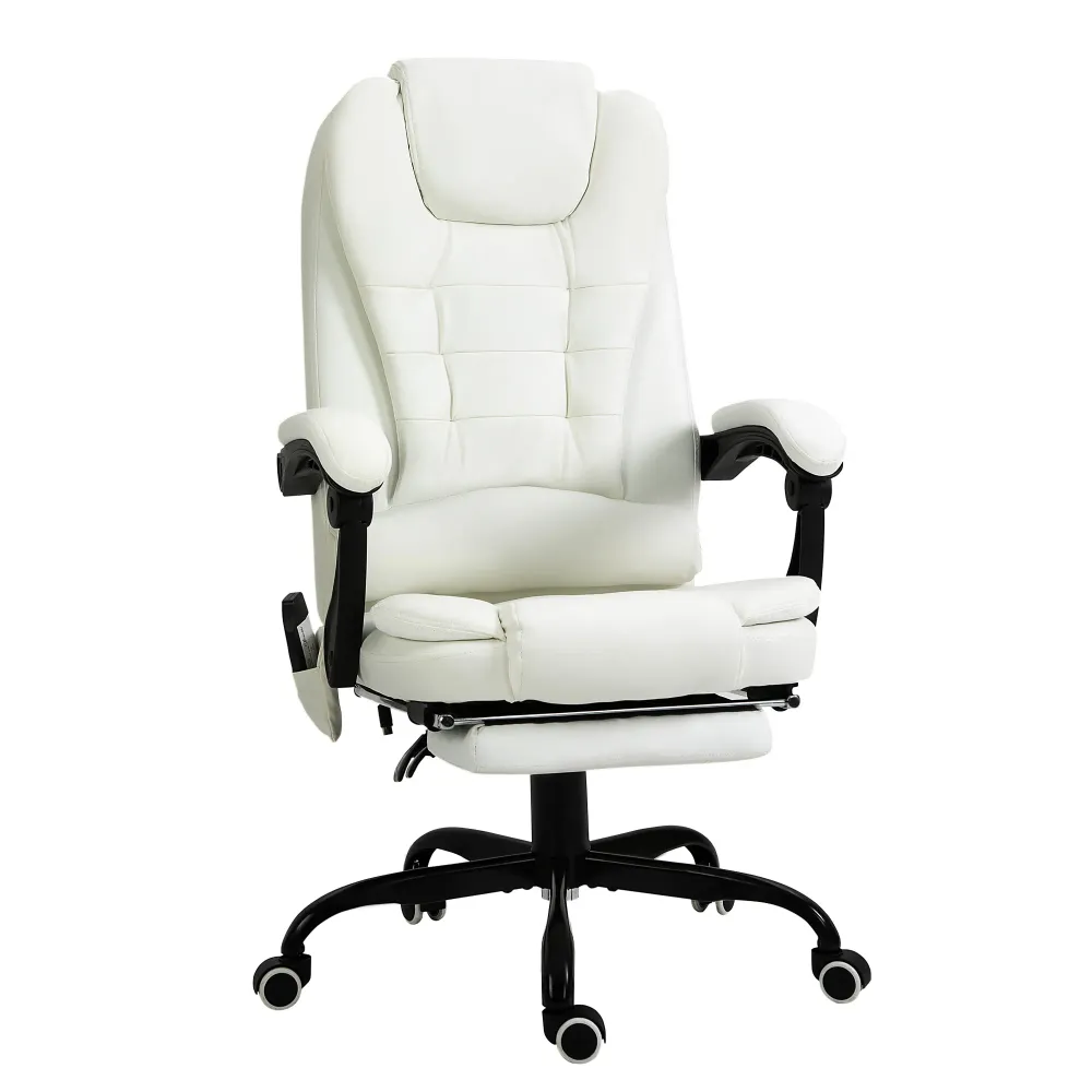 Fauteuil de massage vibrant à 7 points avec repose-pieds, blanc Aosom