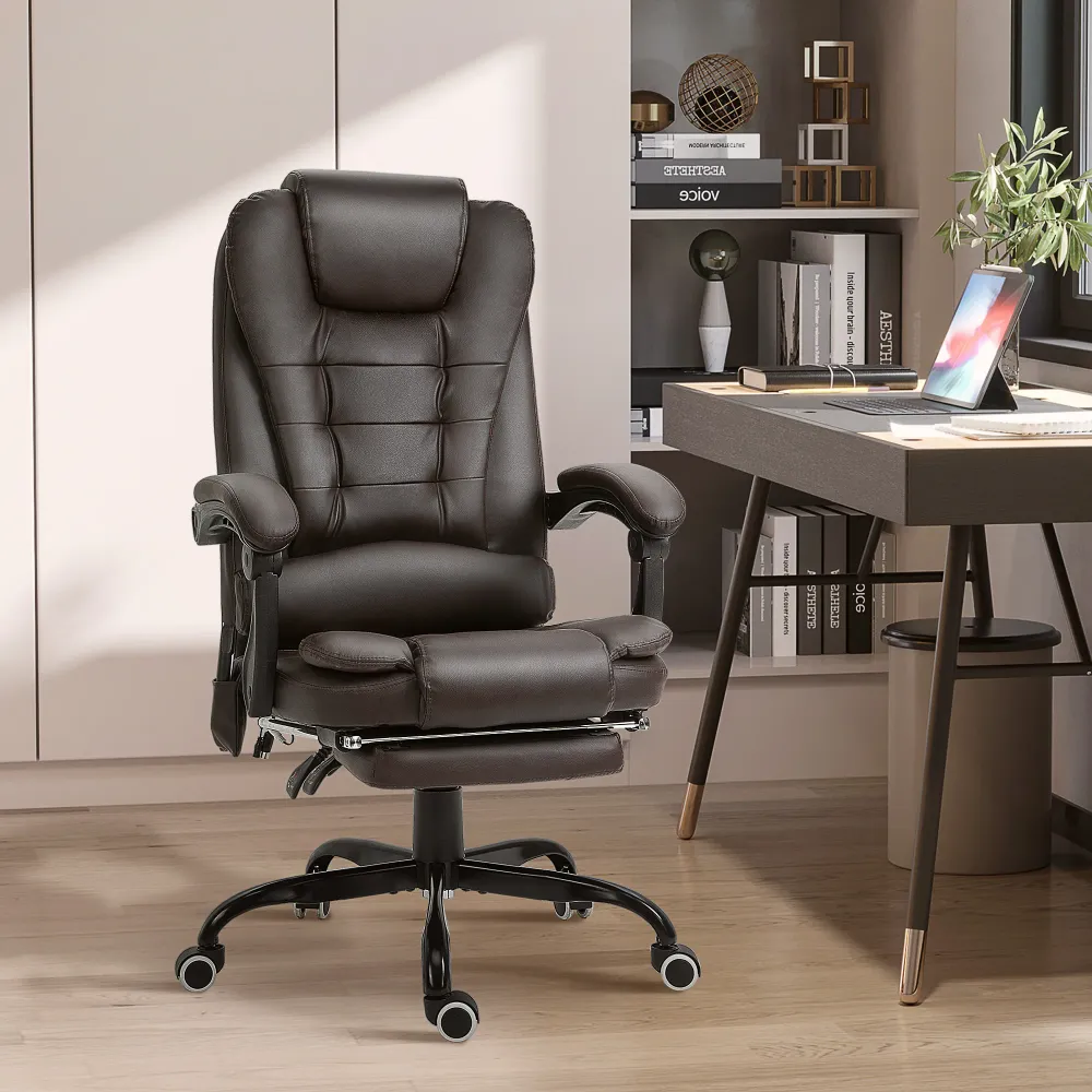 Fauteuil de massage vibrant à 7 points avec repose-pieds, marron Aosom