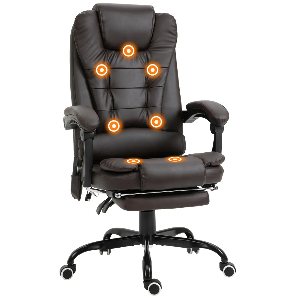 Fauteuil de massage vibrant à 7 points avec repose-pieds, marron Aosom