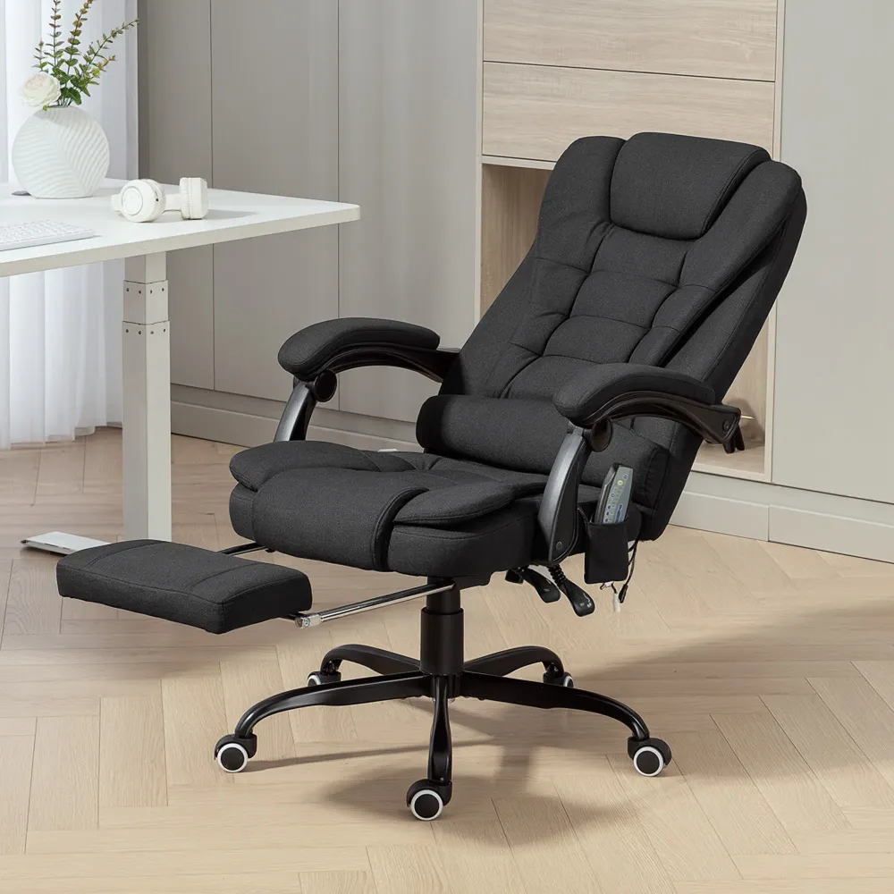 Fauteuil de massage vibrant à 7 points avec repose-pieds, noir Aosom