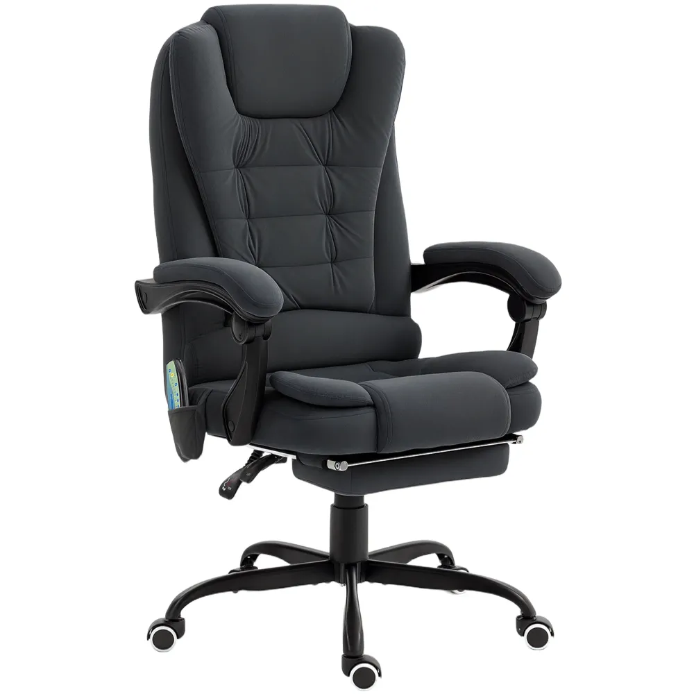 Fauteuil de massage vibrant à 7 points avec repose-pieds et dossier inclinable, noir Aosom