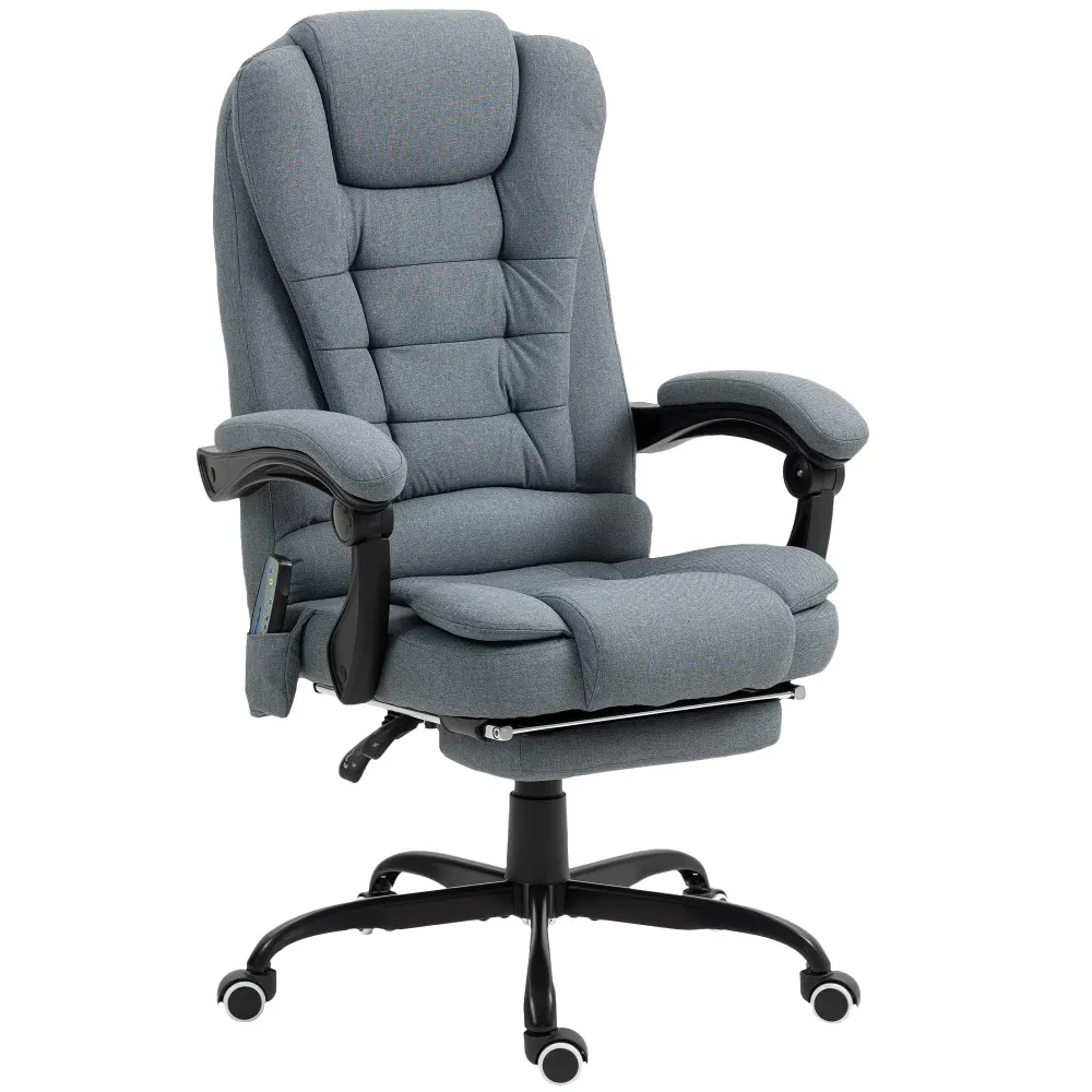 Fauteuil de massage vibrant à 7 points avec repose-pieds, gris Aosom