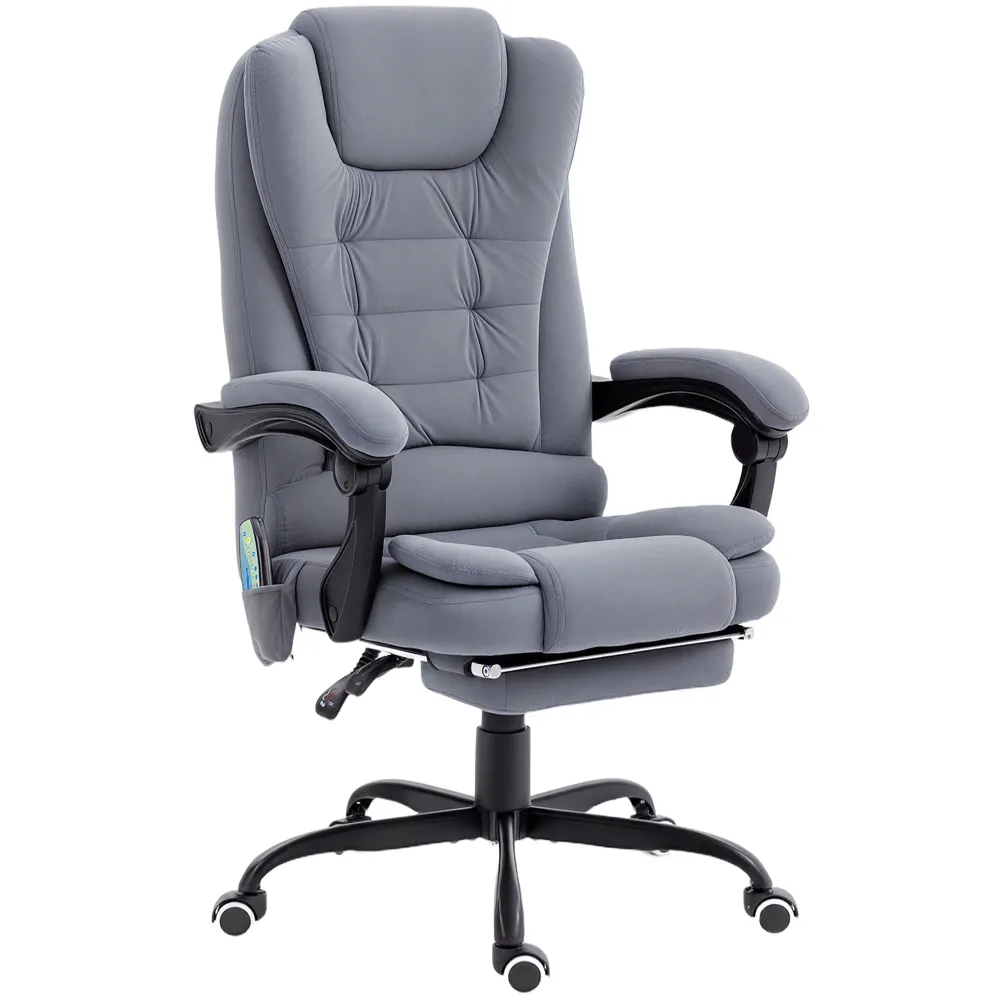 Fauteuil de massage vibrant à 7 points avec repose-pieds, gris Aosom
