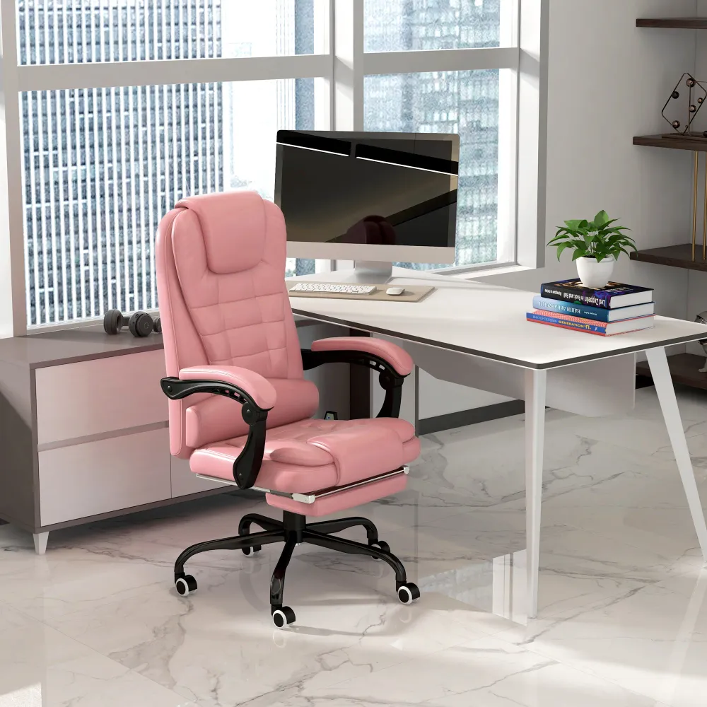 Fauteuil de massage vibrant à 7 points avec repose-pieds, rose Aosom