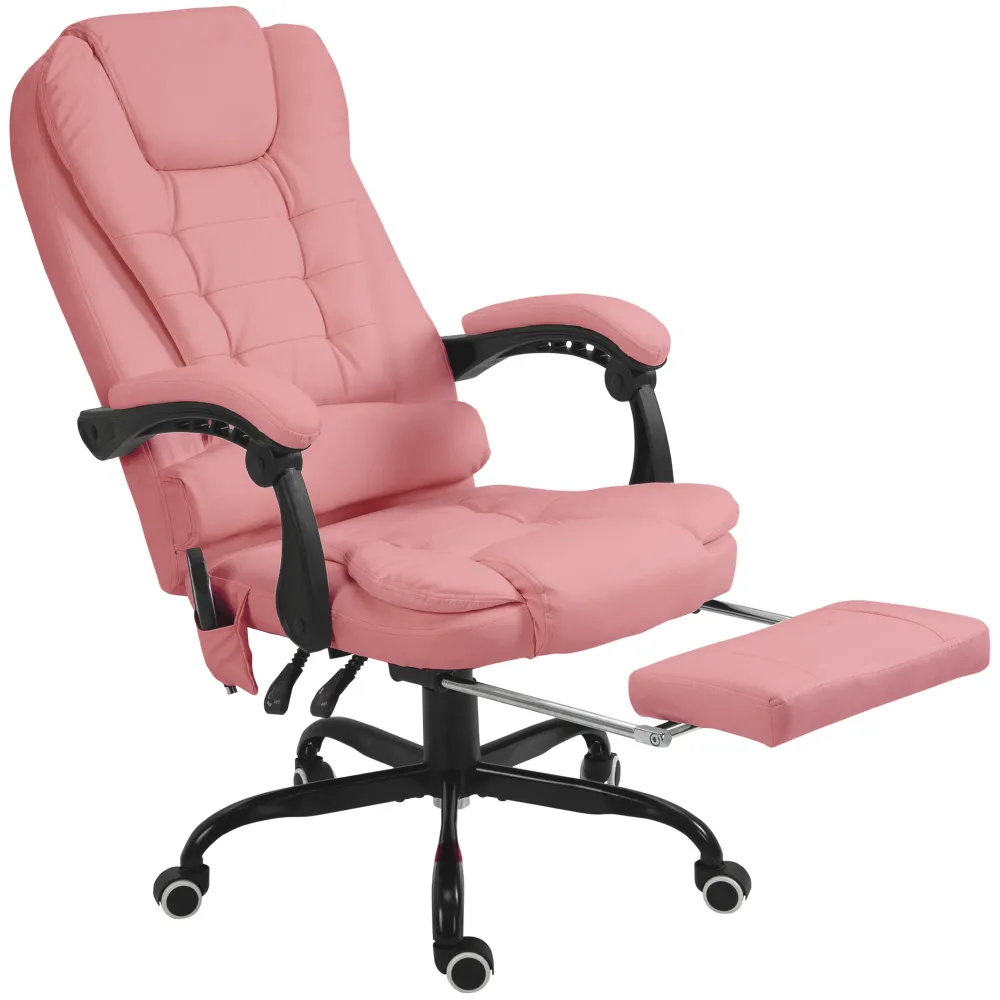 Fauteuil de massage vibrant à 7 points avec repose-pieds, rose Aosom