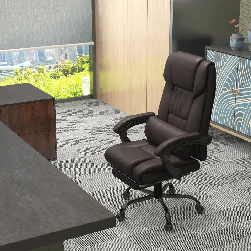 Fauteuil de massage vibrant à 6 points inclinable avec repose-pieds rétractable, marron Aosom