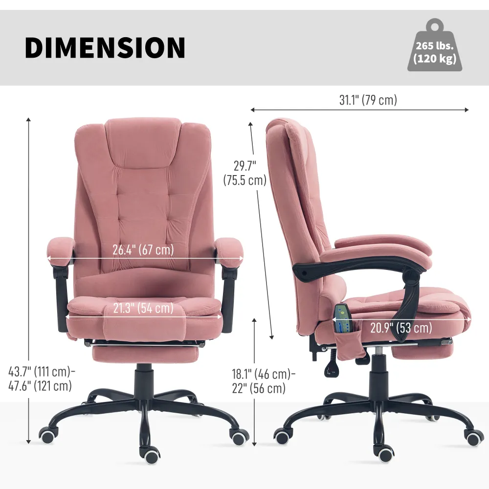 Fauteuil de massage vibrant à 7 points, rose Aosom