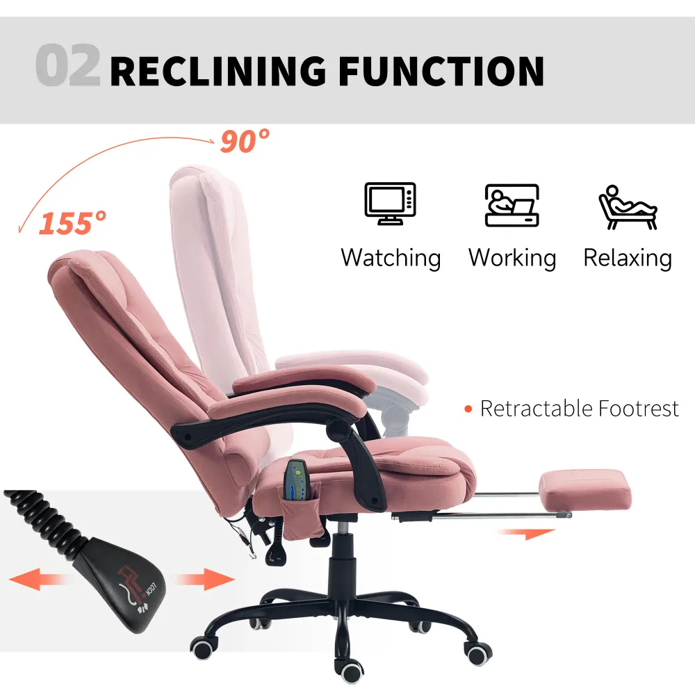 Fauteuil de massage vibrant à 7 points, rose Aosom