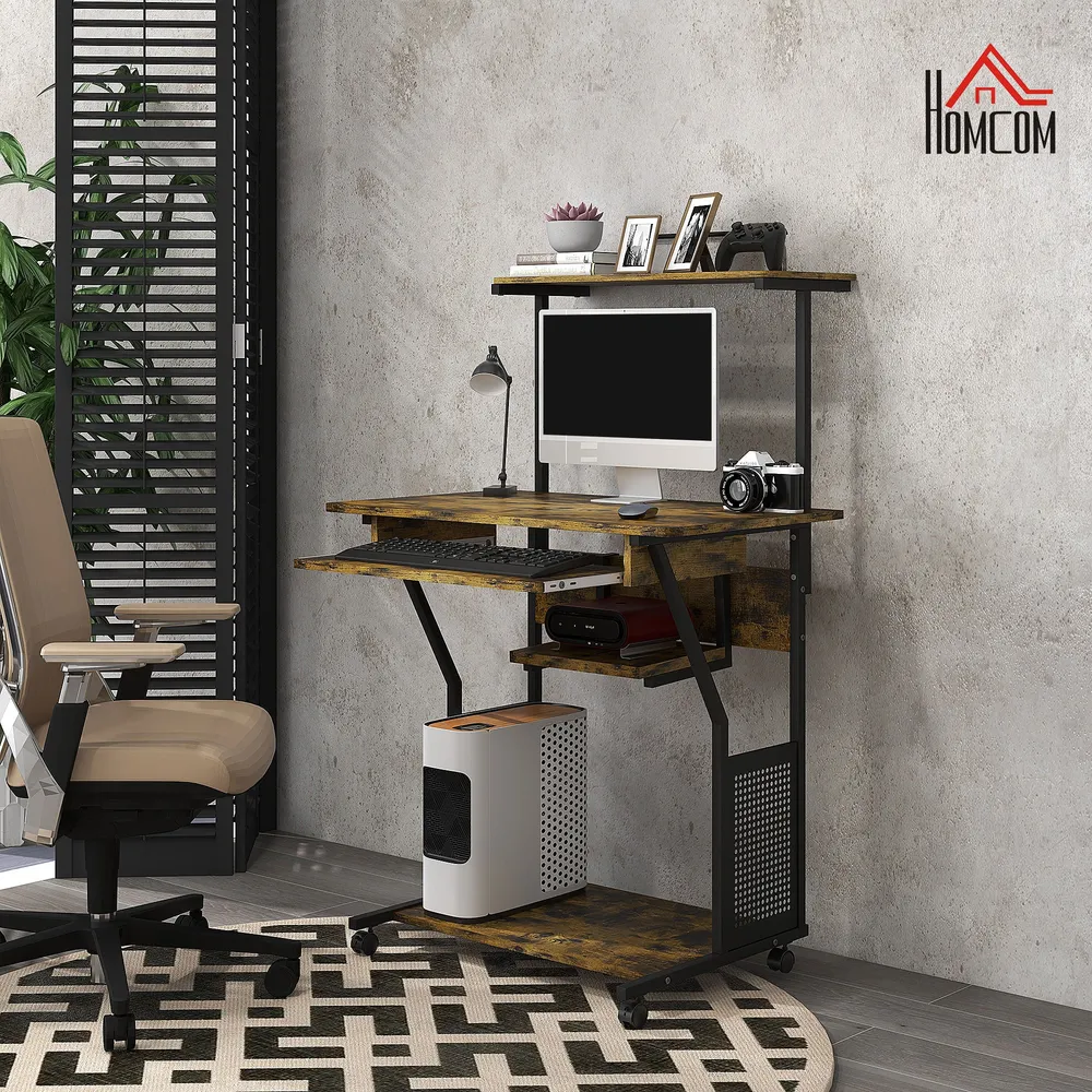 Table d'ordinateur mobile avec plateau pour clavier Aosom