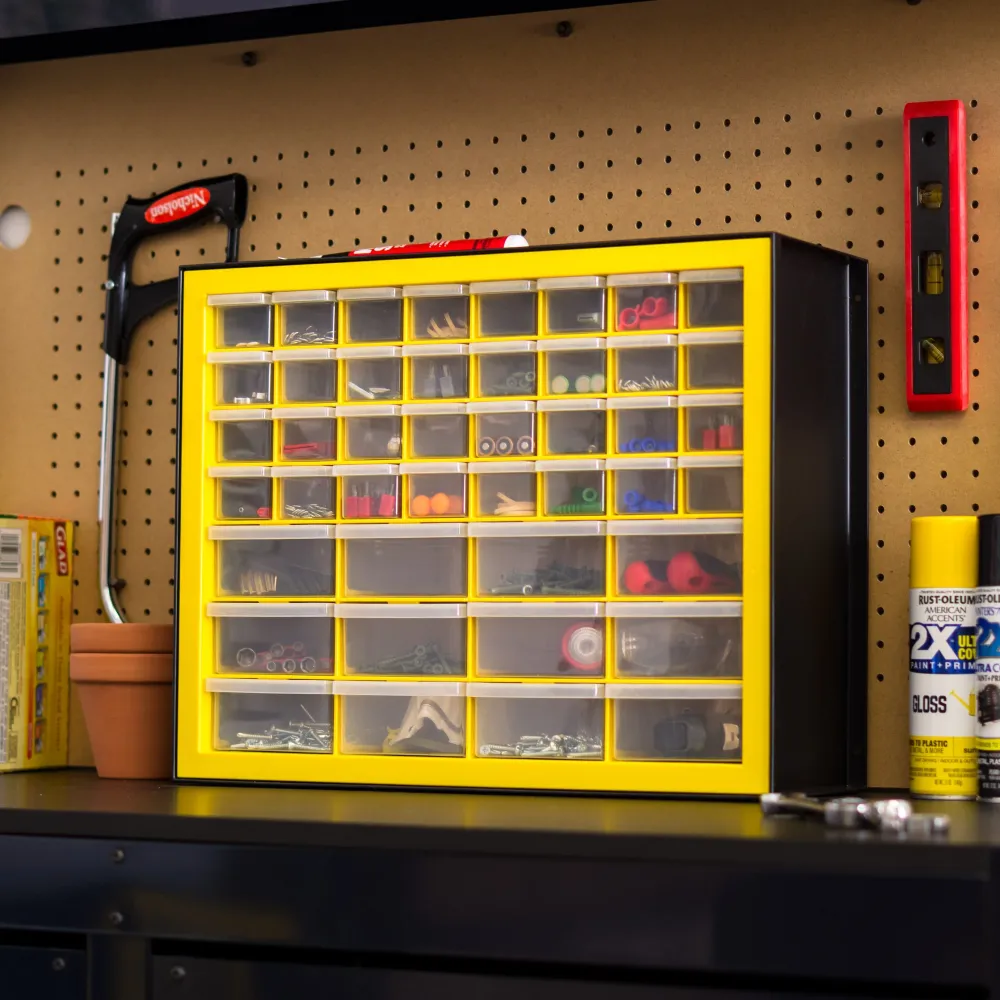 Armoire à pièces à 44 tiroirs, noir/jaune