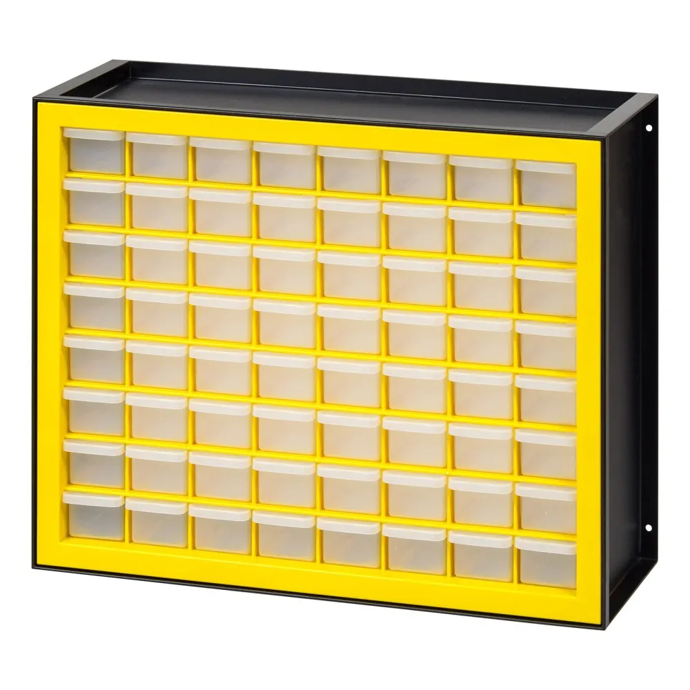 Armoire à pièces à 64 tiroirs, noir/jaune