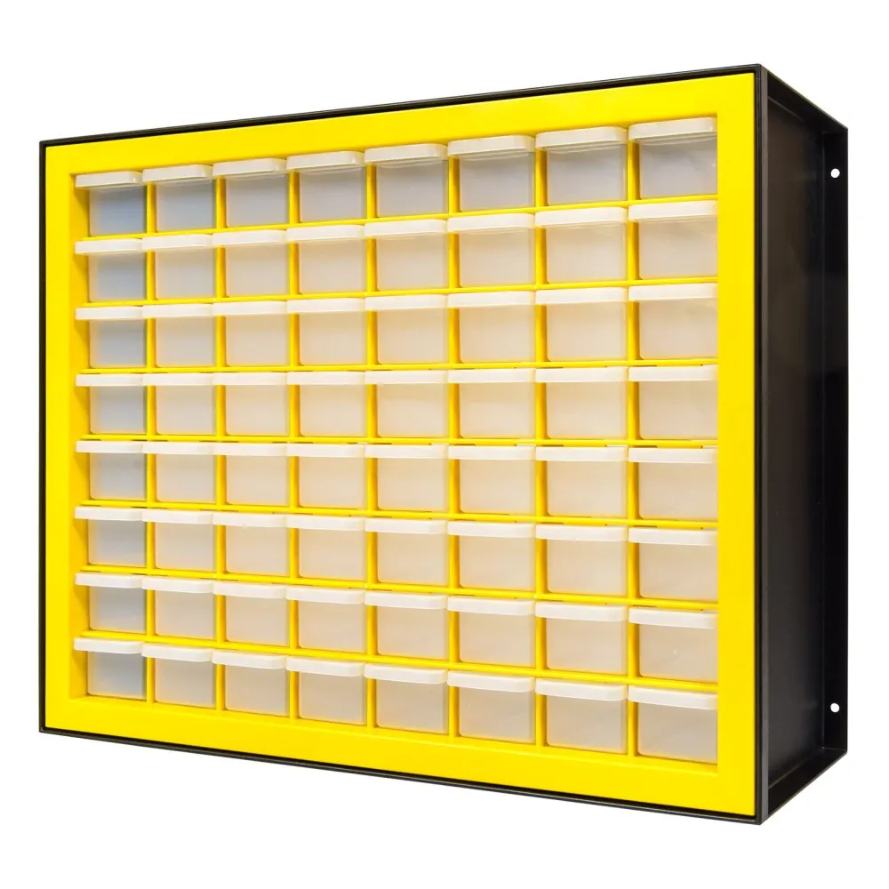 Armoire à pièces à 64 tiroirs, noir/jaune
