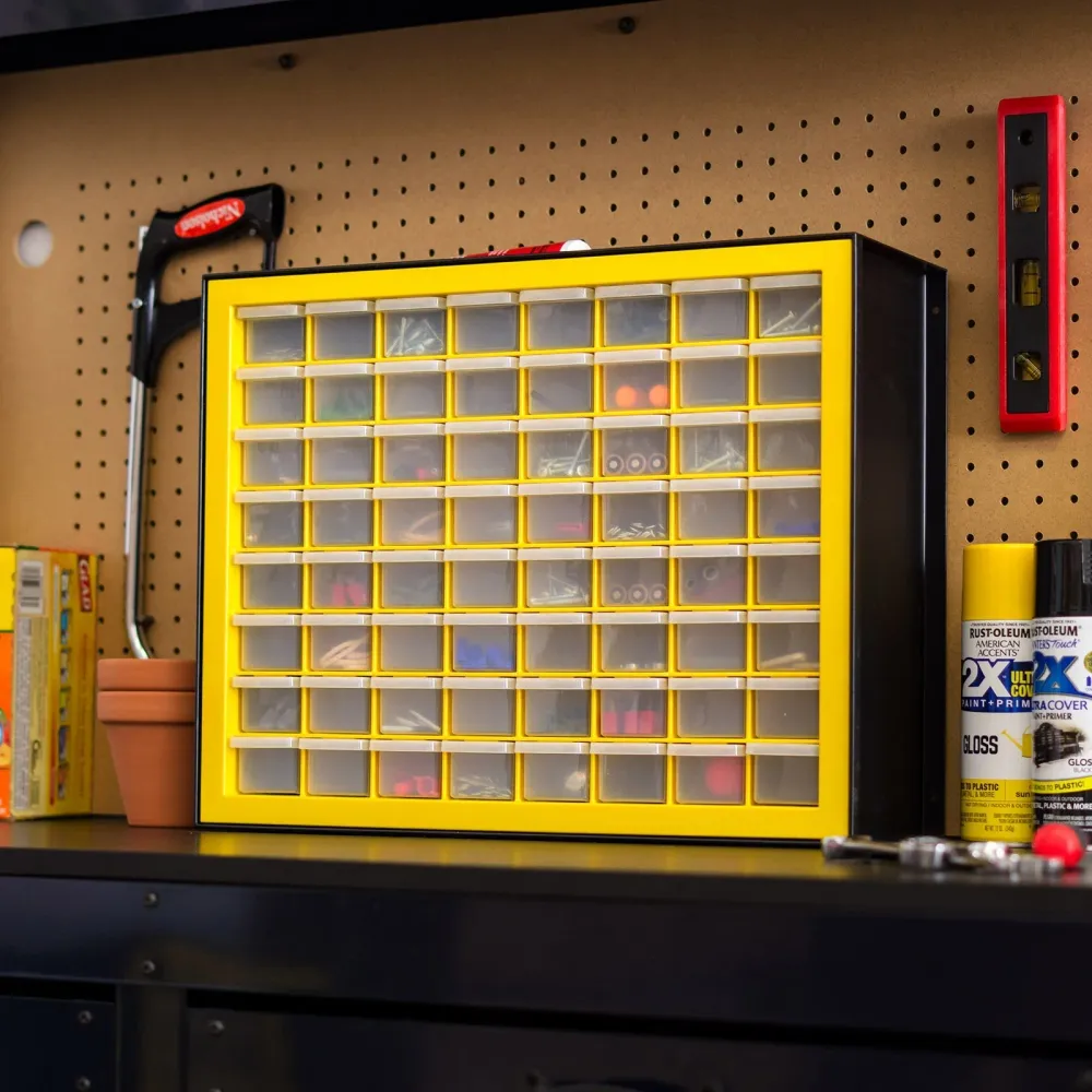 Armoire à pièces à 64 tiroirs, noir/jaune