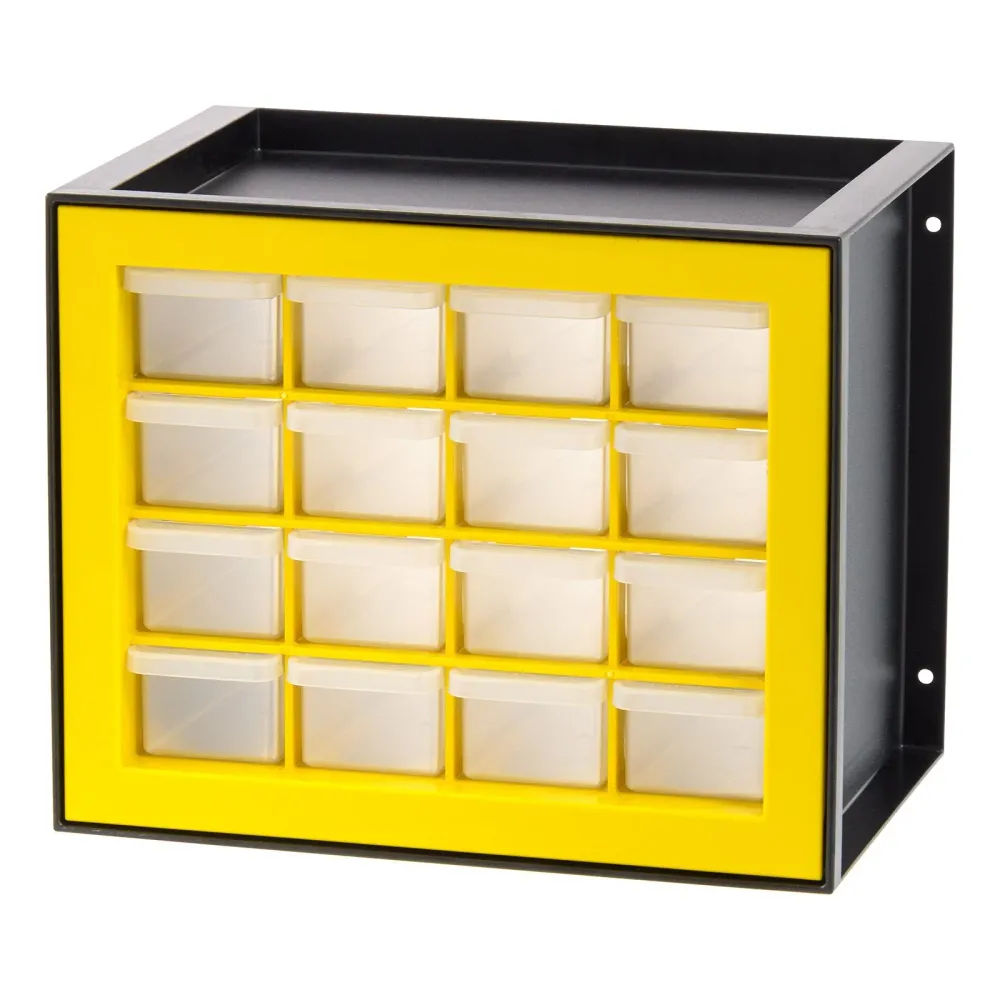 Armoire à pièces à 16 tiroirs, noir/jaune