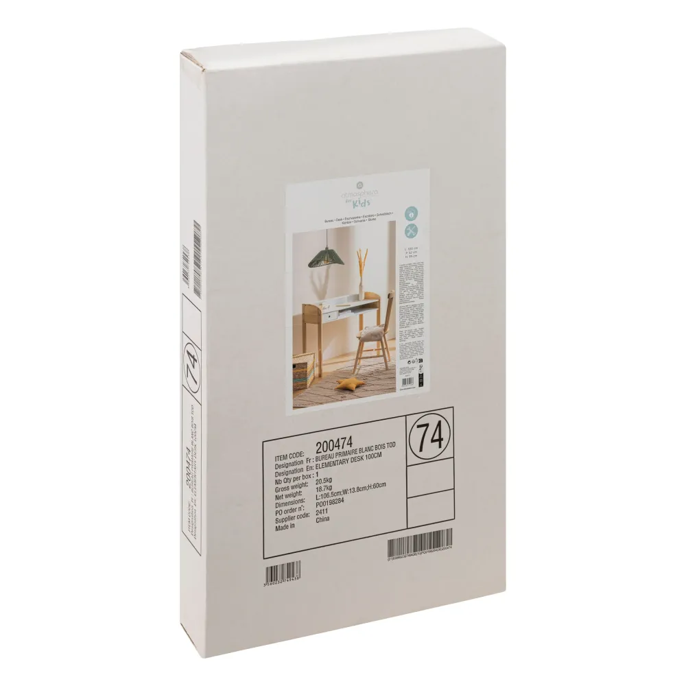 Atmosphera Kids Bureau Enfant Tod 100x52x85cm - Blanc/Naturel