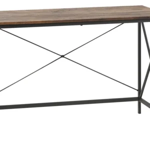 Beliani Bureau Home Office Bois Foncé avec Pieds en Métal Noir 115 x 60 cm Futon