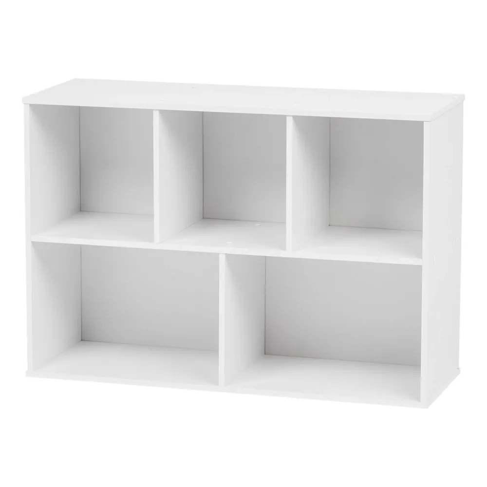 Bibliothèque ouverte à 5 compartiments, organisateur de rangement cubique, étagères de placard, bibliothèque en bois, blanc