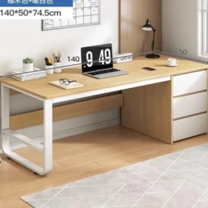 Table bureau moderne en bois et métal – 140×50×74,5 cm avec tiroirs de rangement, livraison gratuite à dakar Boummarket