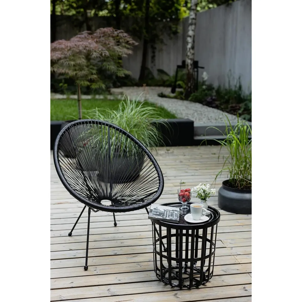 Table Branq, ronde, avec panier de rangement, noire, Zen 1850