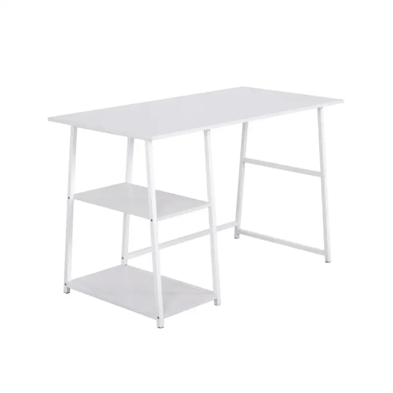 BukkitBow - Bureau avec 2 étagères de rangement - Plateau en aggloméré - Structure en métal - Poste de travail 120x60cm