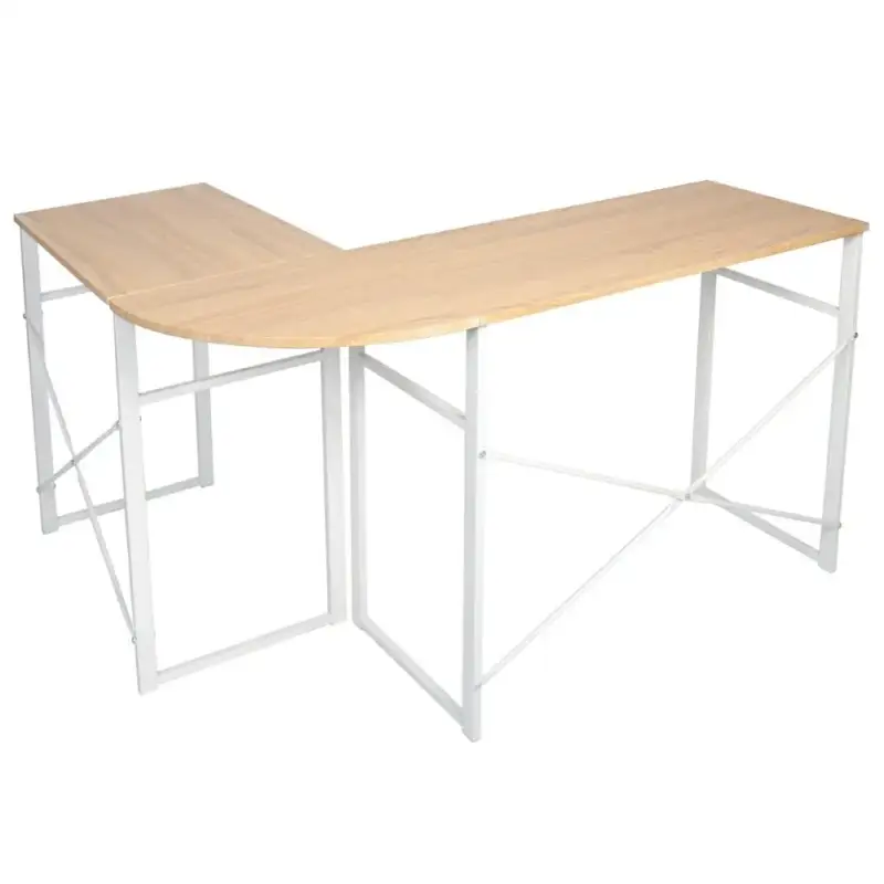 BukkitBow - Bureau d'angle avec courbure ronde - Cadre en bois robuste et acier blanc - 83x40CM et 63x40cm