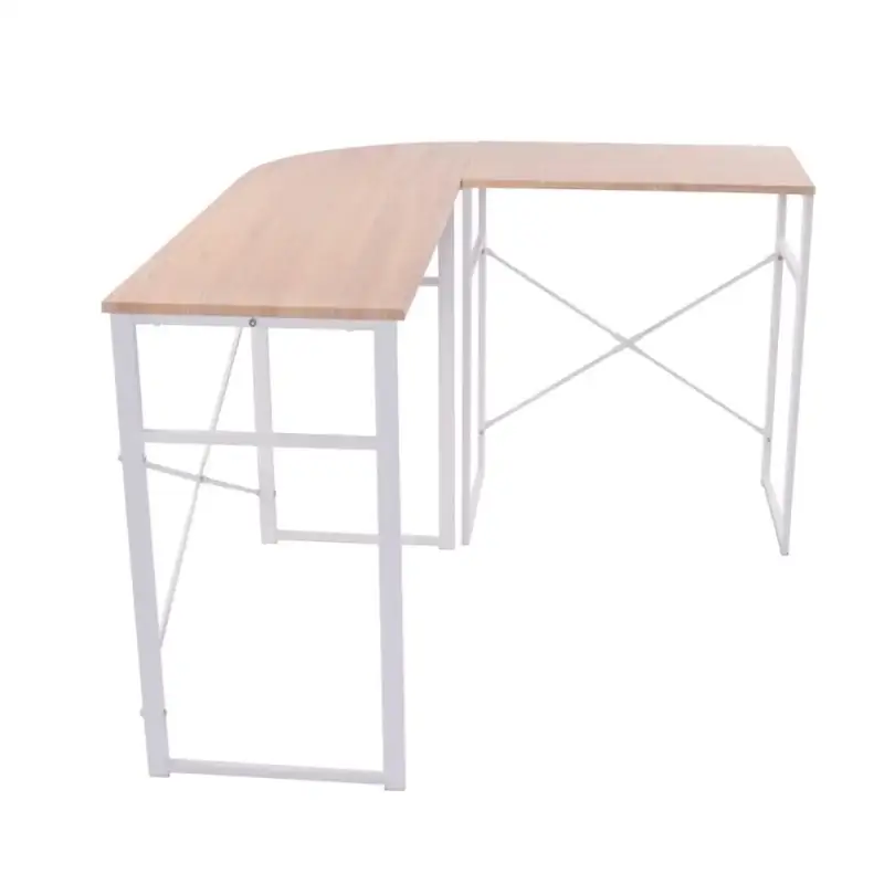 BukkitBow - Bureau d'angle avec courbure ronde - Cadre en bois robuste et acier blanc - 83x40CM et 63x40cm
