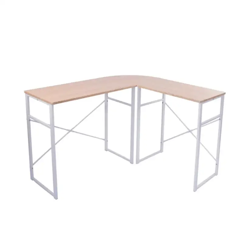 BukkitBow - Bureau d'angle avec courbure ronde - Cadre en bois robuste et acier blanc - 83x40CM et 63x40cm