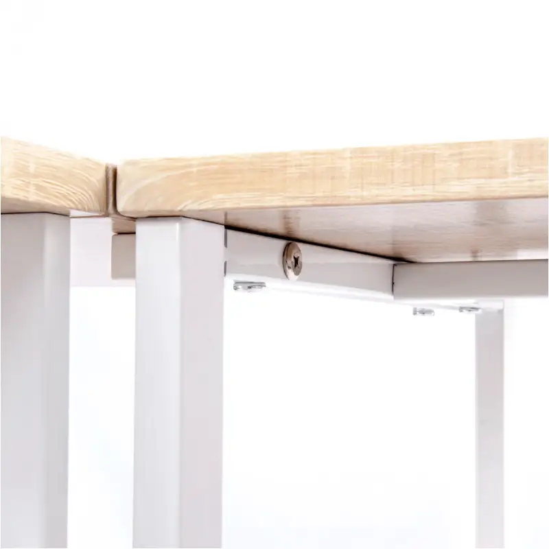 BukkitBow - Bureau d'angle avec courbure ronde - Cadre en bois robuste et acier blanc - 83x40CM et 63x40cm