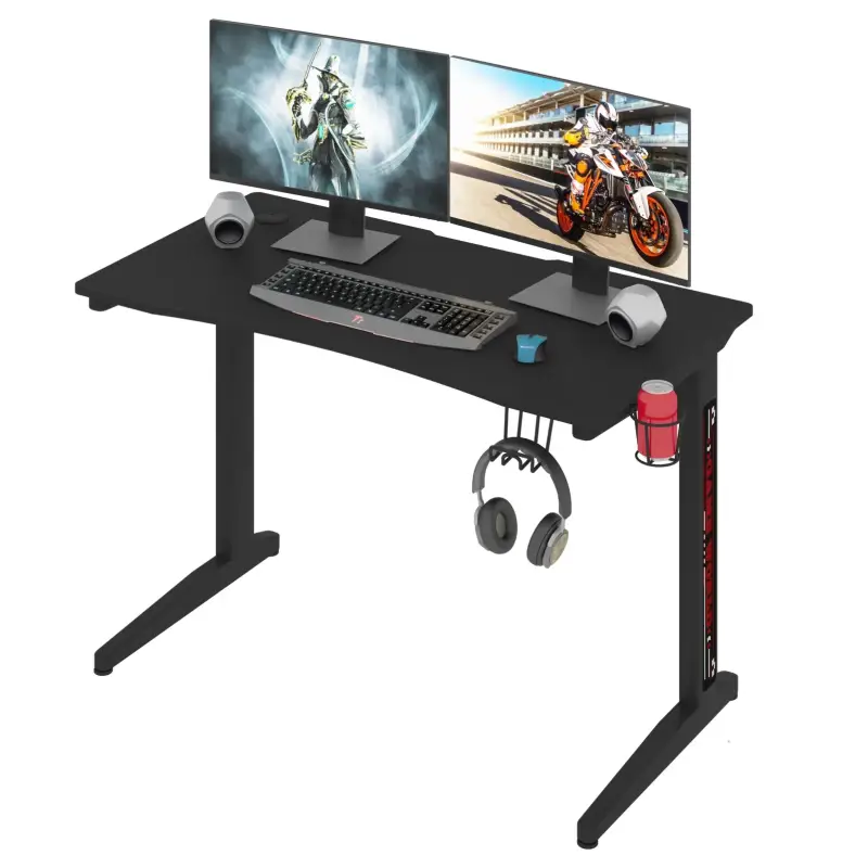 BukkitBow - Bureau de jeu ergonomique avec porte-gobelet et crochet pour casque (115X60CM)