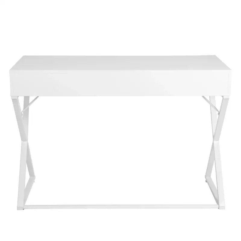 BukkitBow – Bureau moderne avec tiroirs – Bois et métal – 110 x 50 cm – Robuste et spacieux – Blanc